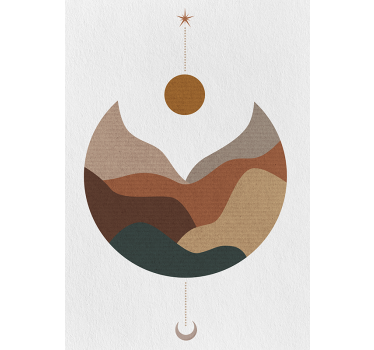 Poster soleil et montagnes minimalistes - TenStickers