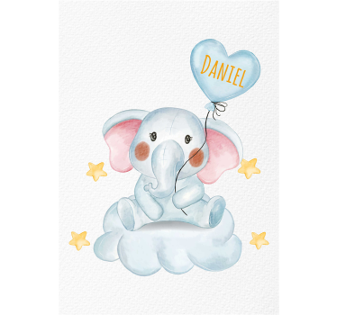 Affiche enfant éléphant prénom personnalisable - TenStickers