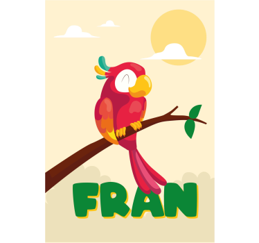 Affiche enfant perroquet rouge personnalisable - TenStickers