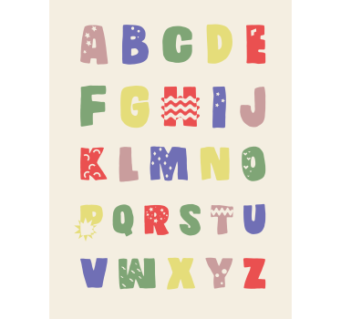 Affiche chambre enfant alphabet lettres colorés - TenStickers