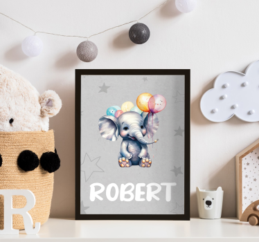 Poster animaux bébé éléphant avec des ballons - TenStickers