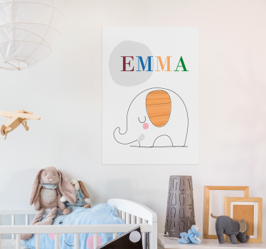 Poster chambre enfant bébé éléphant personnalisé - TenStickers