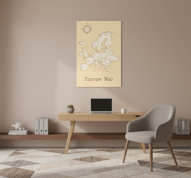 Poster carte du monde europe sur fond beige - TenStickers
