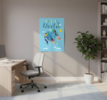 Poster carte du monde illustration harmonieuse - TenStickers