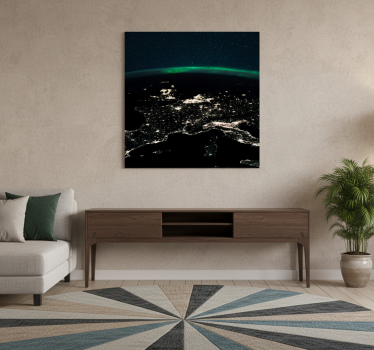 Poster carte du monde vue nocturne aérienne - TenStickers