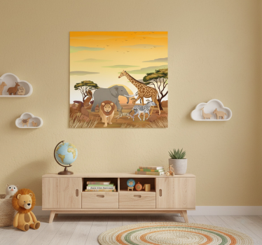 Poster chambre enfant animaux africains et plantes - TenStickers