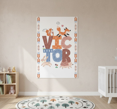 Poster chambre enfant animaux de la forêt avec nom - TenStickers
