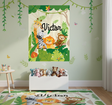 Poster chambre enfant animaux de la jungle personnalisés - TenStickers