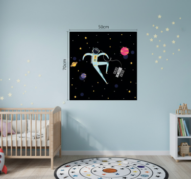 Poster chambre enfant astronaute flottant dessin animé - TenStickers