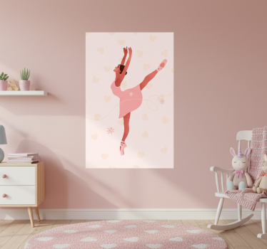 Poster chambre enfant ballerine avec des cœurs - TenStickers