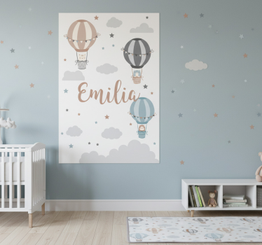 Poster chambre enfant ballons et nuages pastel - TenStickers