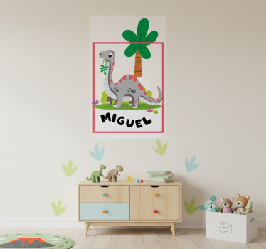 Poster chambre enfant dinosaure gris à long cou - TenStickers
