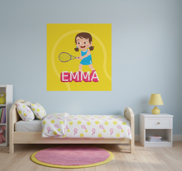 Poster chambre enfant joueuse de tennis avec nom - TenStickers