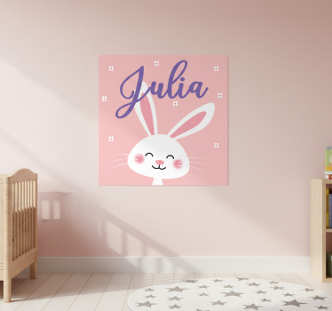 Poster chambre enfant lapin blanc avec nom - TenStickers
