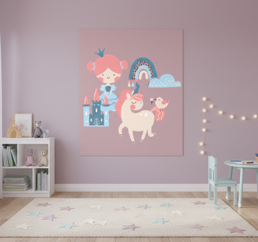 Poster chambre enfant licornes et princesses pastel - TenStickers