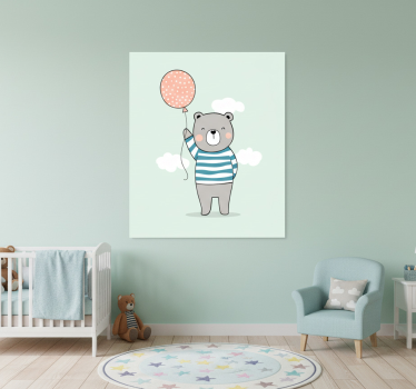 Poster chambre enfant ours bébé avec ballon - TenStickers
