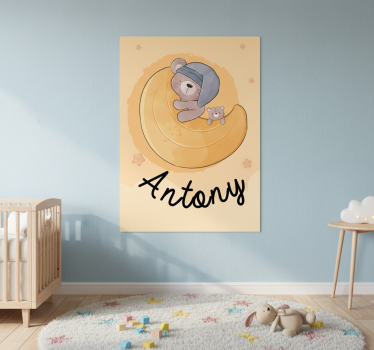 Poster chambre enfant ours en peluche entouré d'étoiles - TenStickers
