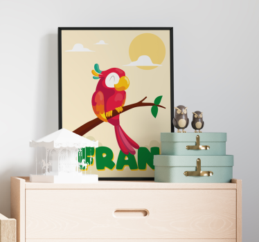 Affiche enfant perroquet rouge personnalisable - TenStickers