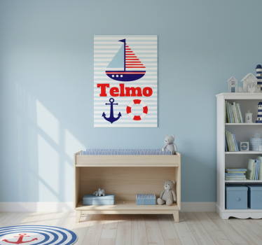 Poster chambre enfant bateau à voile avec nom - TenStickers
