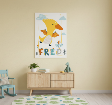 Poster chambre enfant ptérosaure jaune enfantin - TenStickers