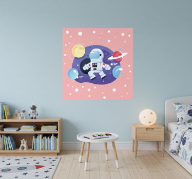 Poster chambre enfant symboles de spationautes cartoon - TenStickers