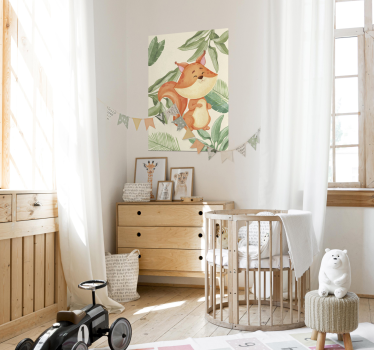 Poster mural dessin renard dans la jungle - TenStickers