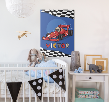 Poster mural Formule 1 pour enfants avec prénom - TenStickers