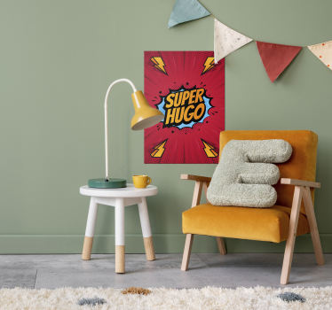 Poster mural motif super héros avec prénom - TenStickers
