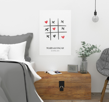 Poster couple jeu du morpion personnalisable  - TenStickers