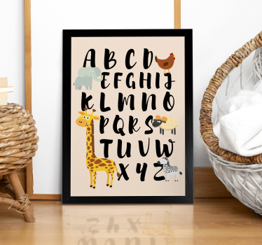 Poster chambre enfant animaux lettres alphabet - TenStickers