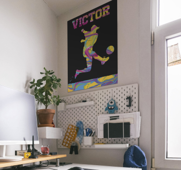 Poster mural silhouette footballeur avec prénom - TenStickers