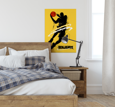 Poster mural silhouette joueur de basket avec prénom - TenStickers