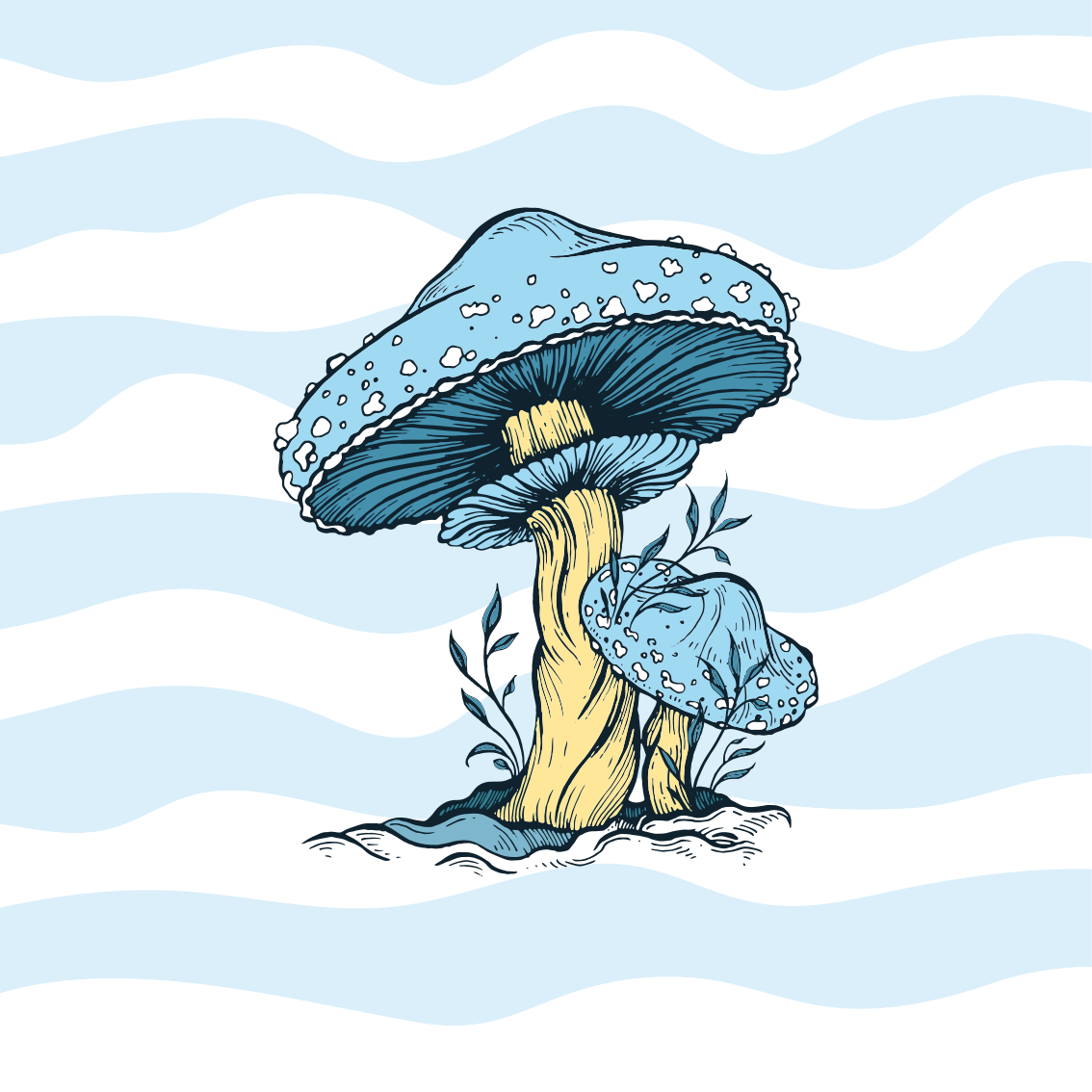 Poster cuisine illustration de champignon bleu - TenStickers
