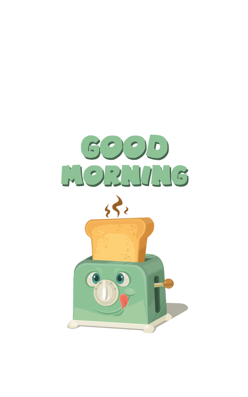Poster cuisine bonjour avec grille-pain - TenStickers