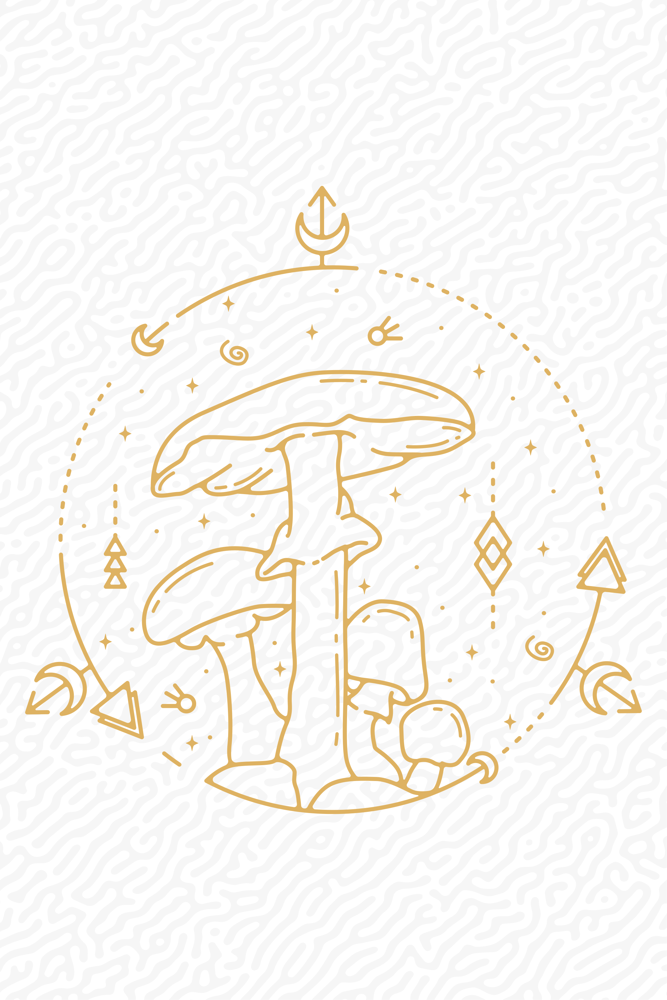 Poster cuisine design monoline champignon géométrique - TenStickers