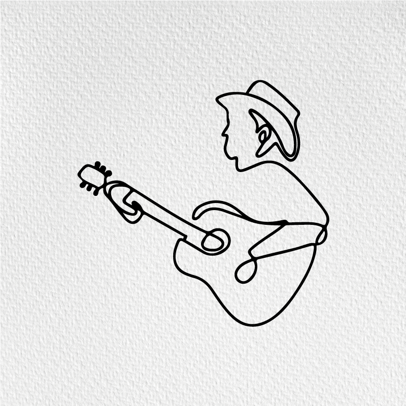 Poster salon design minimaliste guitariste mignon - TenStickers
