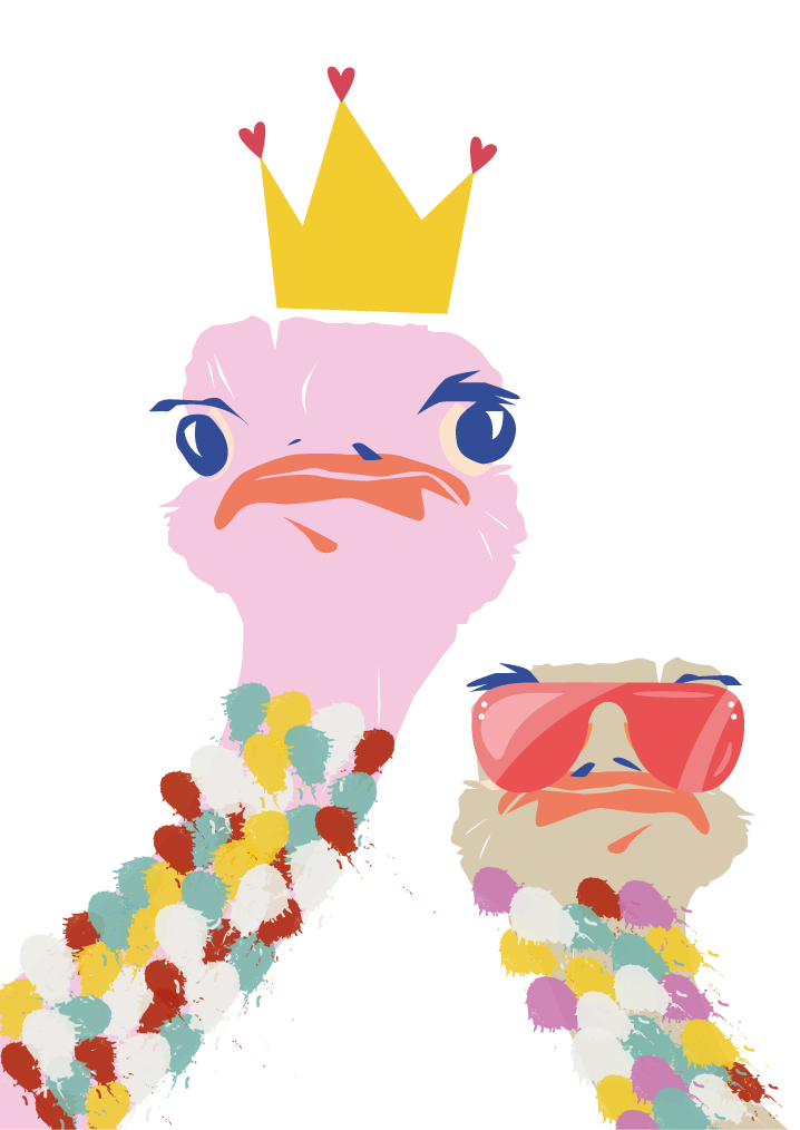 Poster salon autruches colorées style artistique - TenStickers