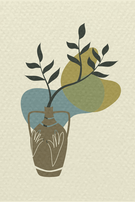 Poster salon style japandi nature minimaliste - TenStickers