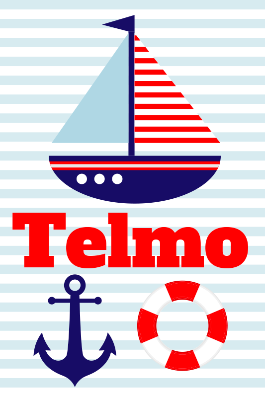 Poster chambre enfant bateau à voile avec nom - TenStickers