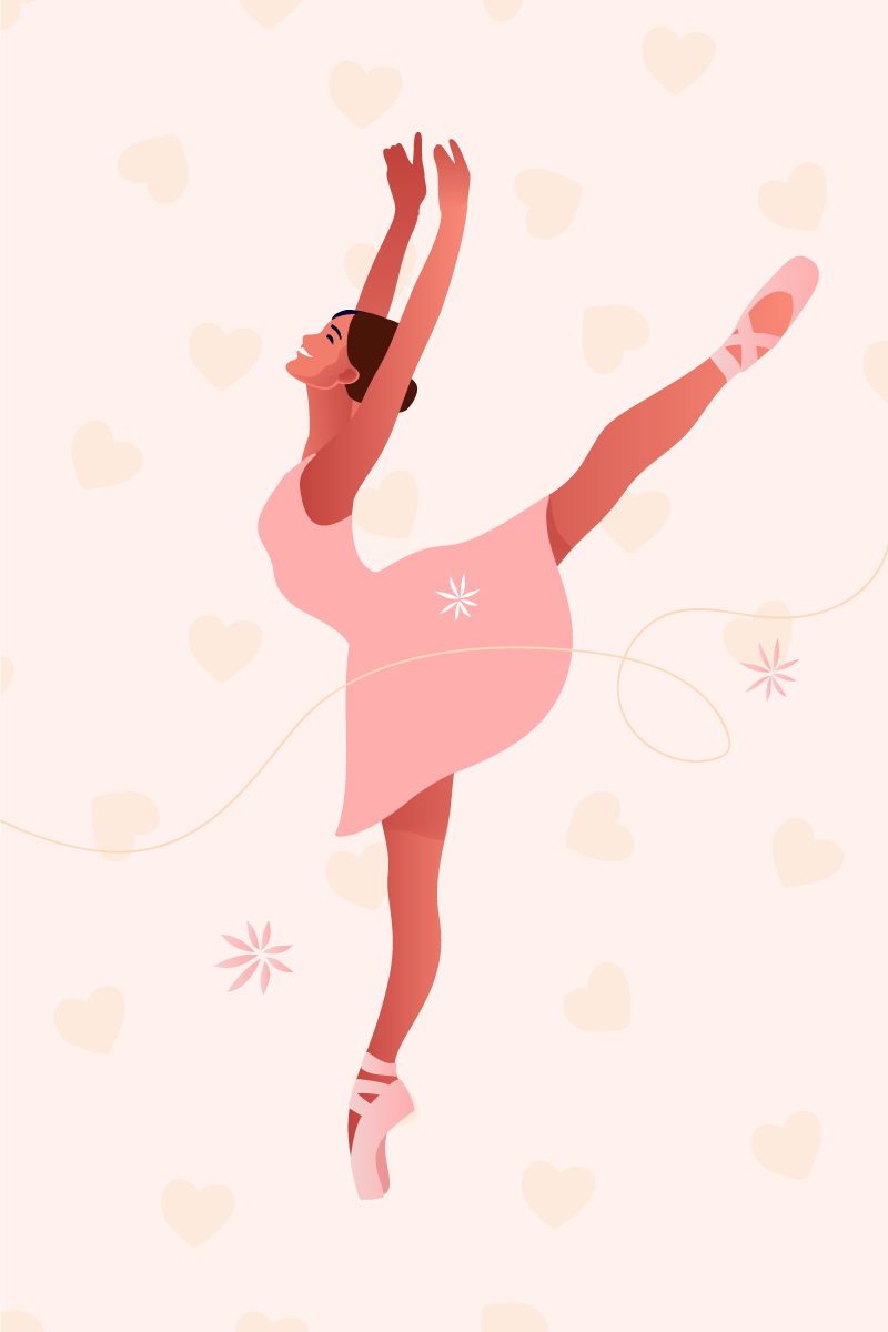 Poster chambre enfant ballerine avec des cœurs - TenStickers