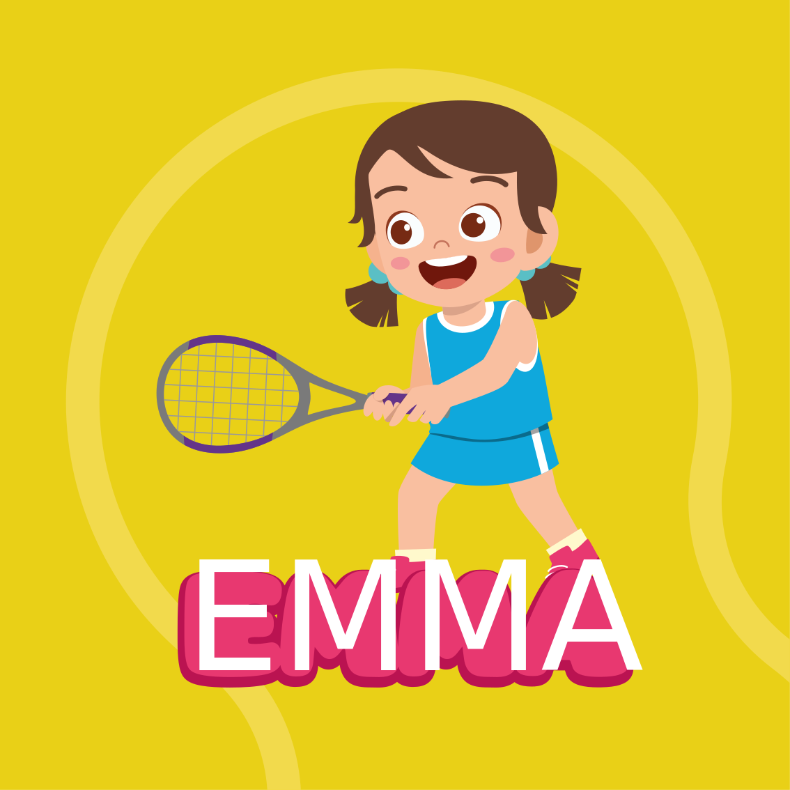 Poster chambre enfant joueuse de tennis avec nom - TenStickers