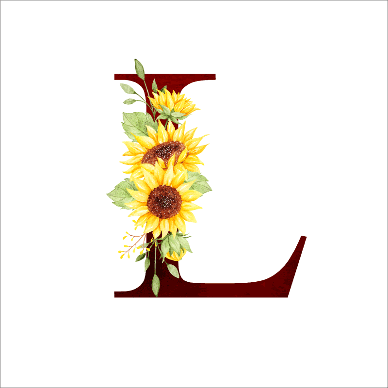 Poster fleurs tournesol initial personnalisable - TenStickers