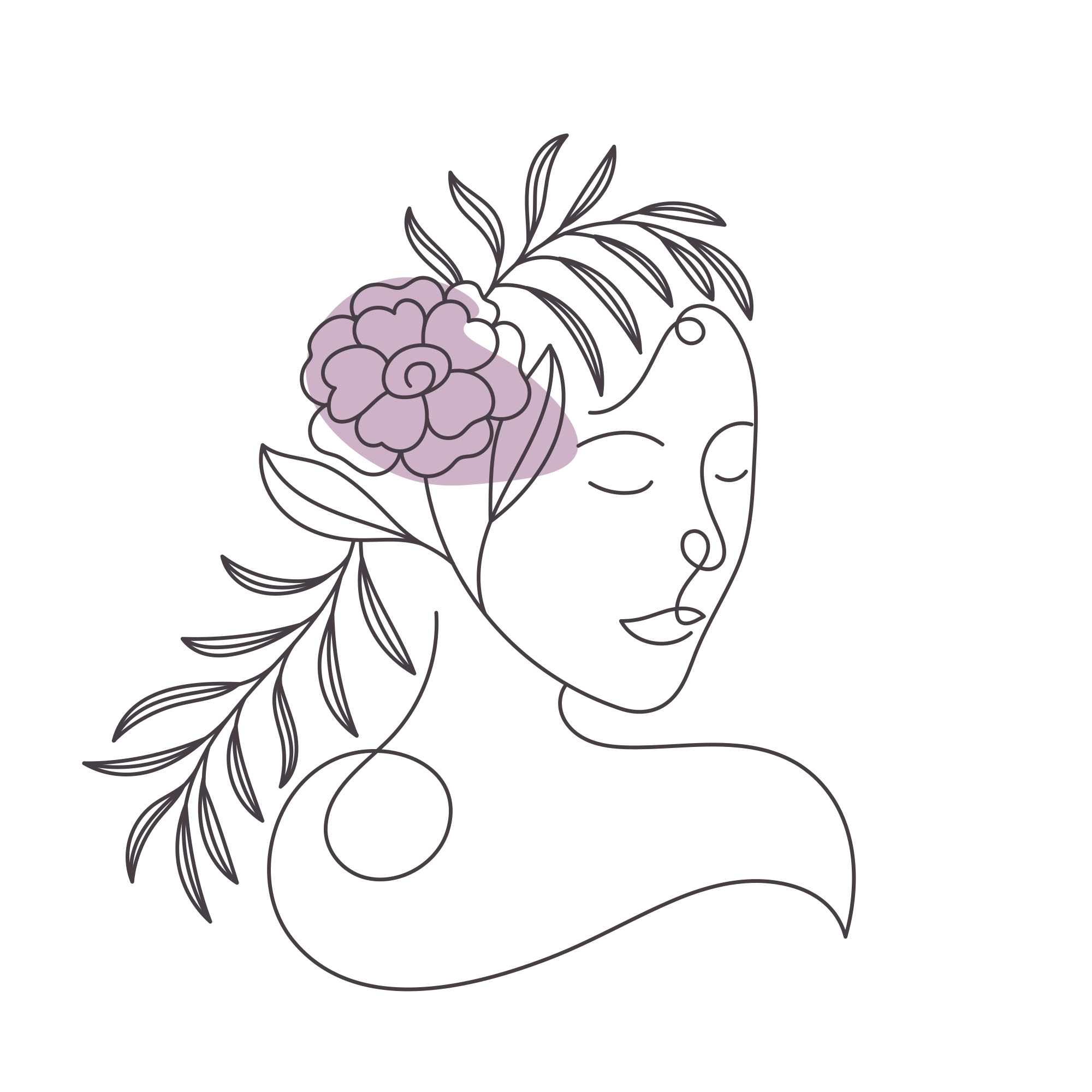 Poster fleurs visage de femme minimaliste - TenStickers