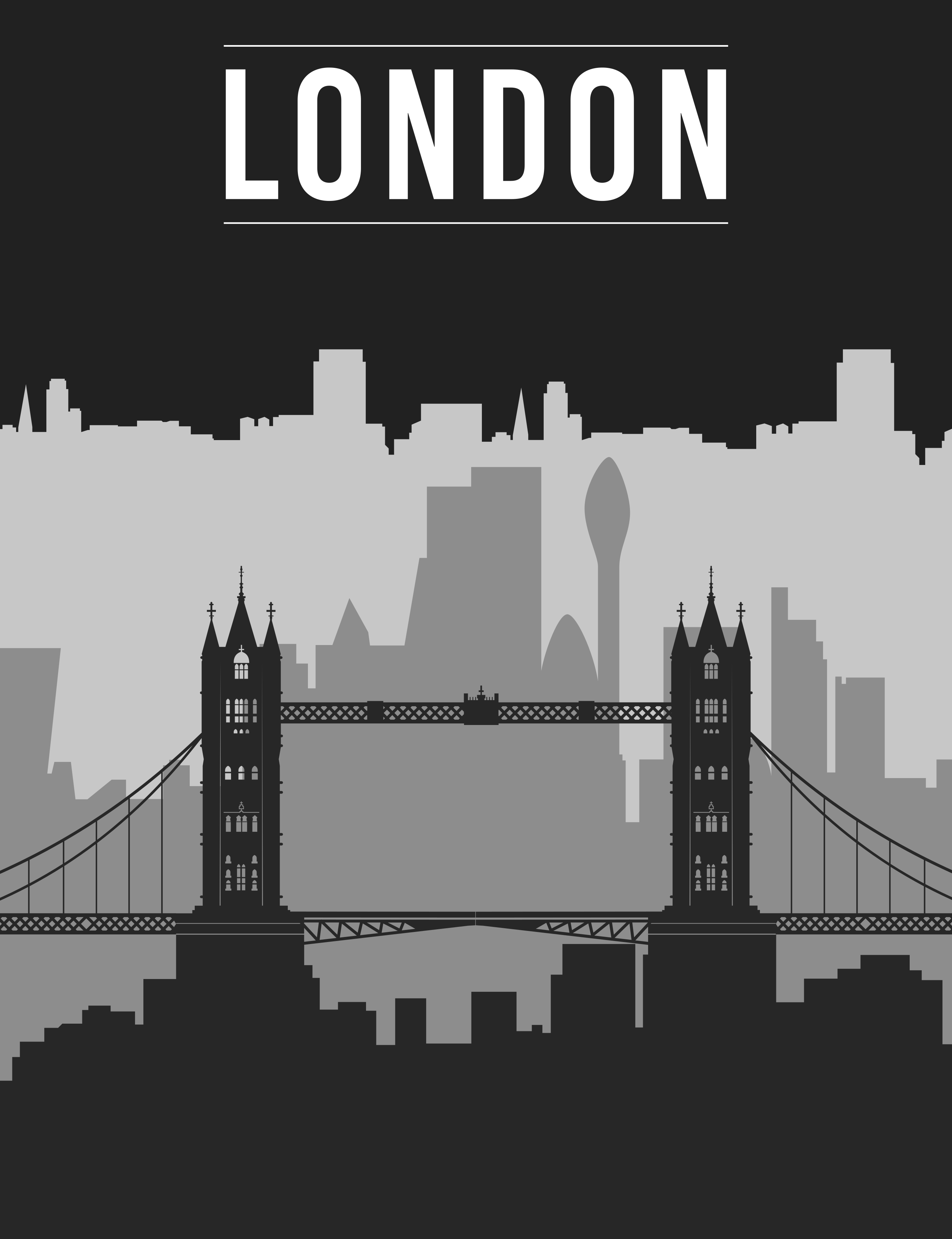Poster phrases skyline de londres noir et gris - TenStickers