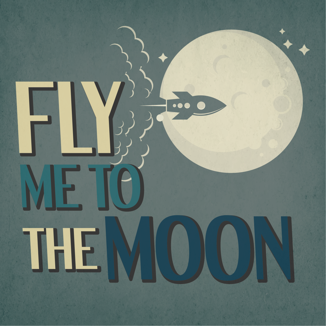 Poster chambre ado voyage en fusée vers la lune - TenStickers