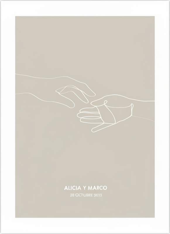 Poster personnalisable mains minimalistes atteignant - TenStickers