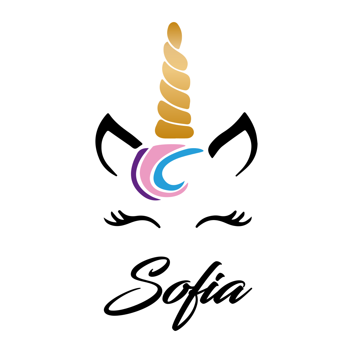 Poster personnalisable tête de licorne mignonne - TenStickers