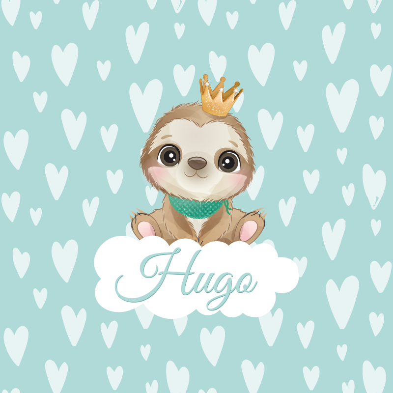 Poster personnalisable paresseux mignon avec couronne - TenStickers