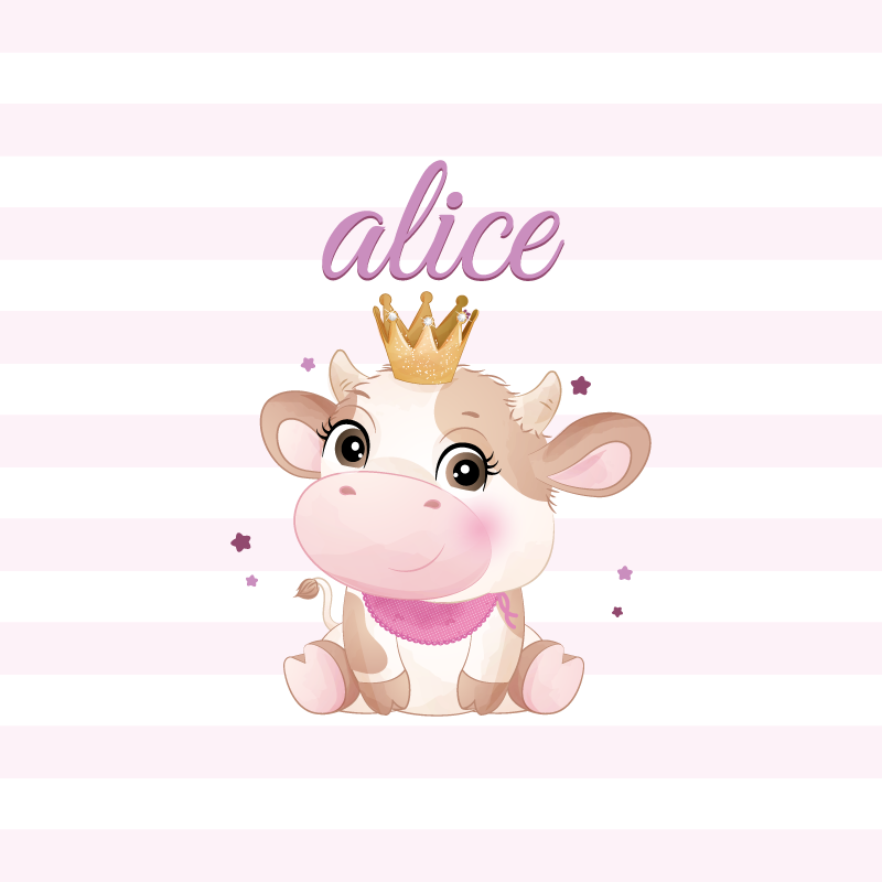 Poster personnalisable princesse vache mignonne - TenStickers