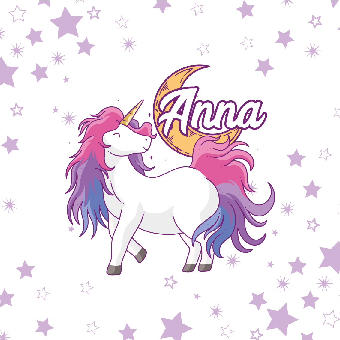 Poster personnalisable licorne avec étoiles - TenStickers